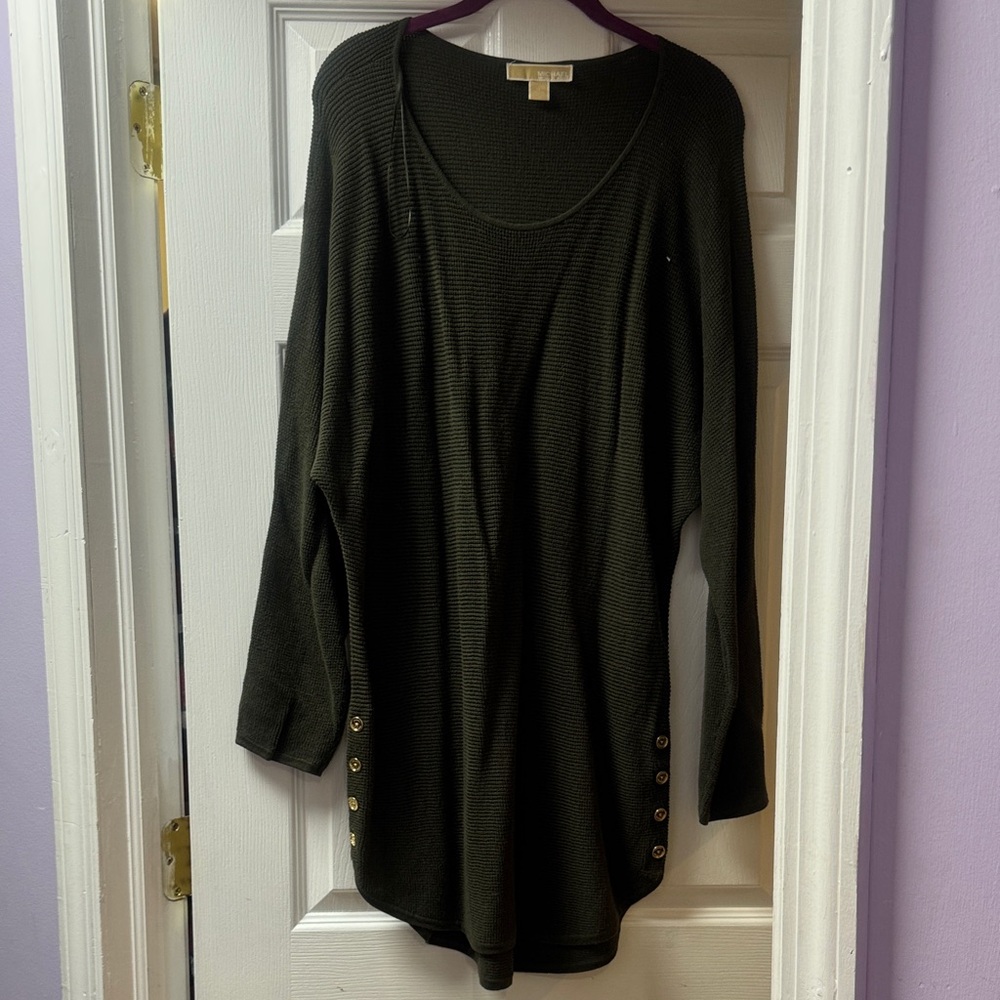 MICHAEL Michael Kors Dark Green Button-Accent Tunic